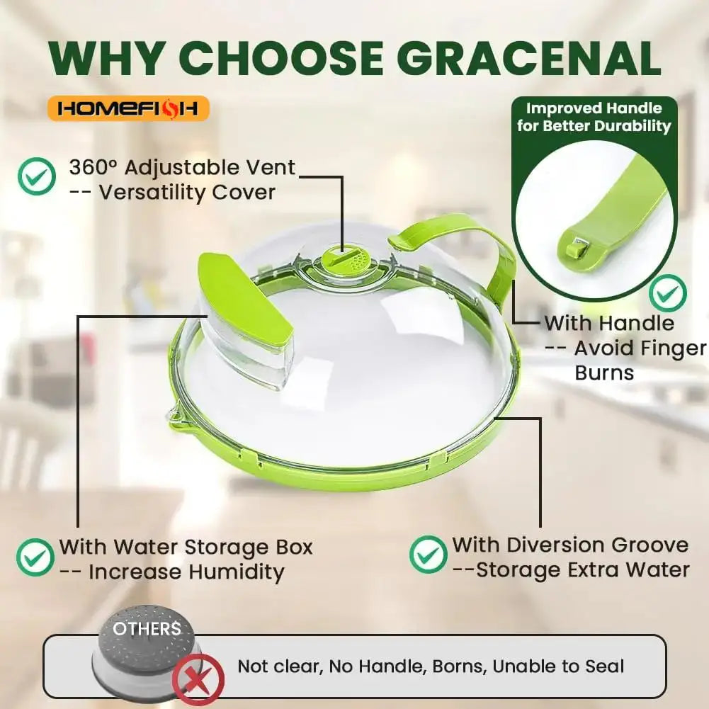 Microwave Food Cover Clear Microwave Splash Guard with Steamer and Handle