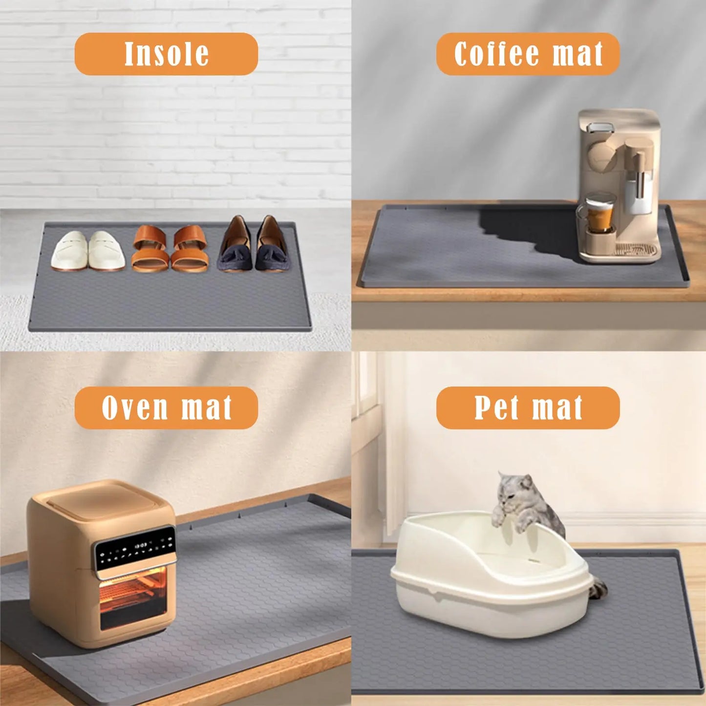 Under Sink Mat, 34"×22“ Silicone Bathroom Sink Mat, Under Sink Liner Drip Tray and Protectors for Bottom of kitchen Sink