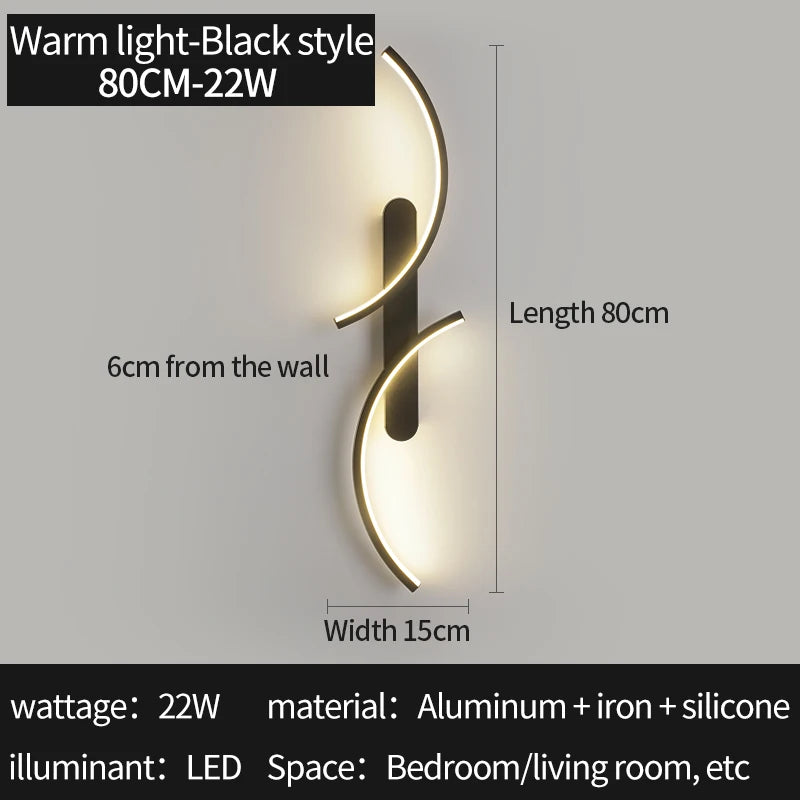Modern Minimalist Wall Sconce Stylish Wall Lamp LED Sleek C Shape
