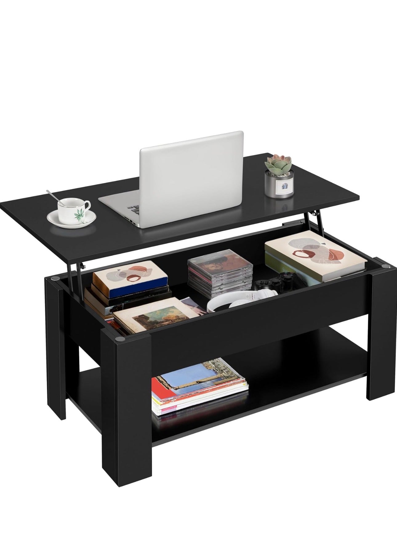 Wooden Coffee Table, Lift Top Coffee Table with Large Hidden Storage Shelf, Lift Tabletop Dining Tables for Living Room, Home Small Space