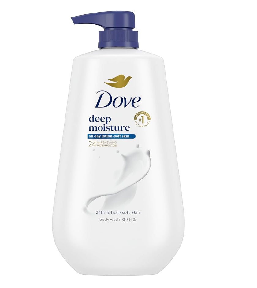 Dove Body Wash Deep Moisture for 24hr Lotion-Soft Skin Moisture Moisturizing Skin Cleanser with No Sulfates No Parabens