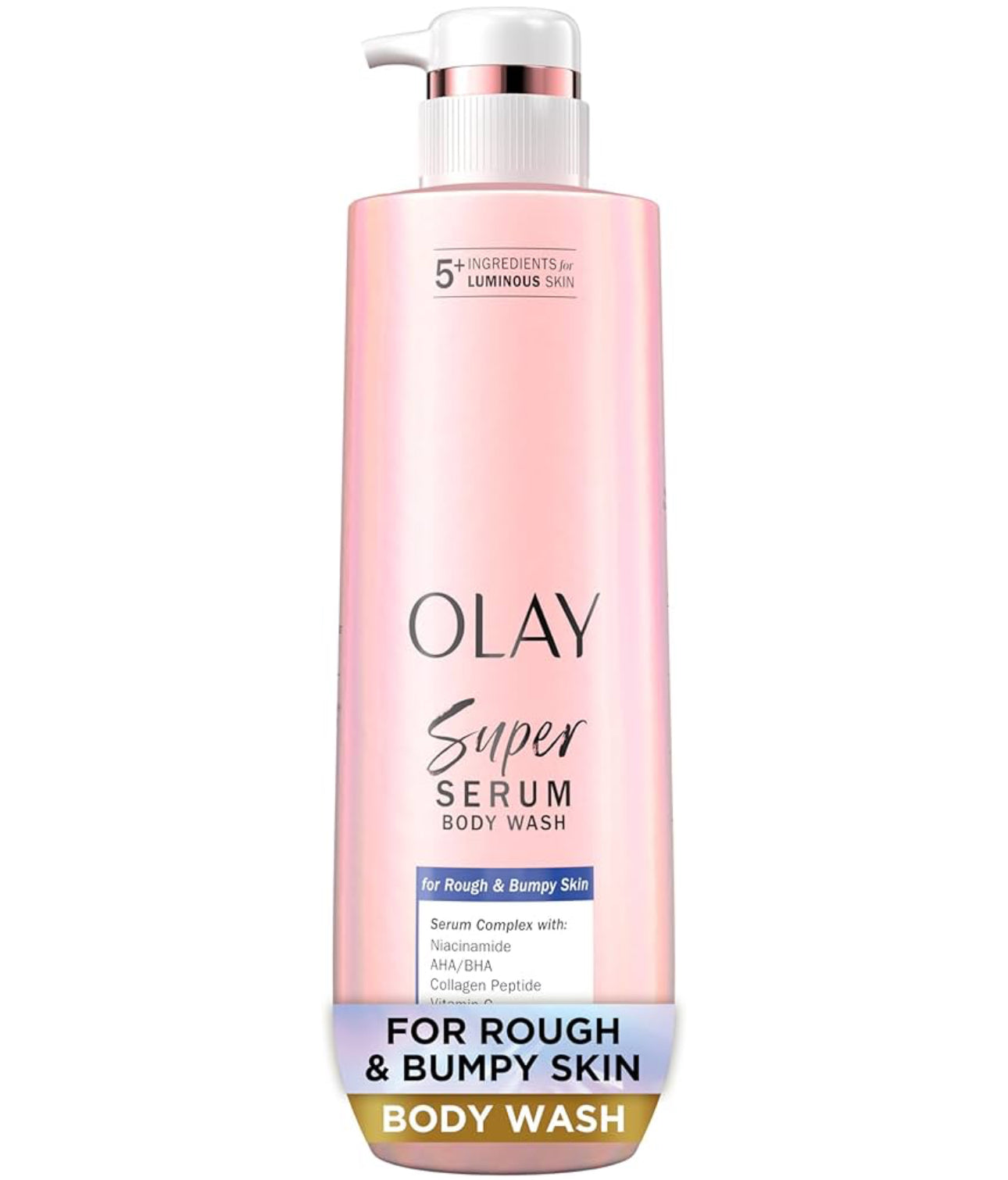 Olay Super Serum Body Wash, 24hr Long Lasting Hydration, 5+ Ingredient Serum Complex for Bright Even Firm Luminous Skin