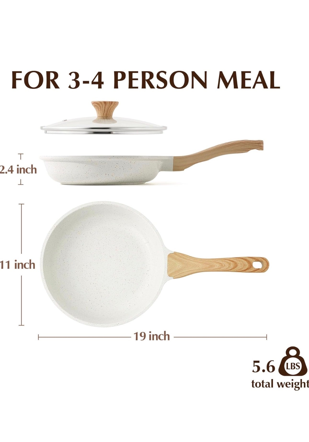 Nonstick Ceramic Frying Pan Skillet with Lid, 11 Inch Omelet Pan, Healthy Non Toxic Chefs Pan, Induction Compatible Egg Pan with Heat Resistant Handle, Free of Intentionally Added PFAS/PTFE