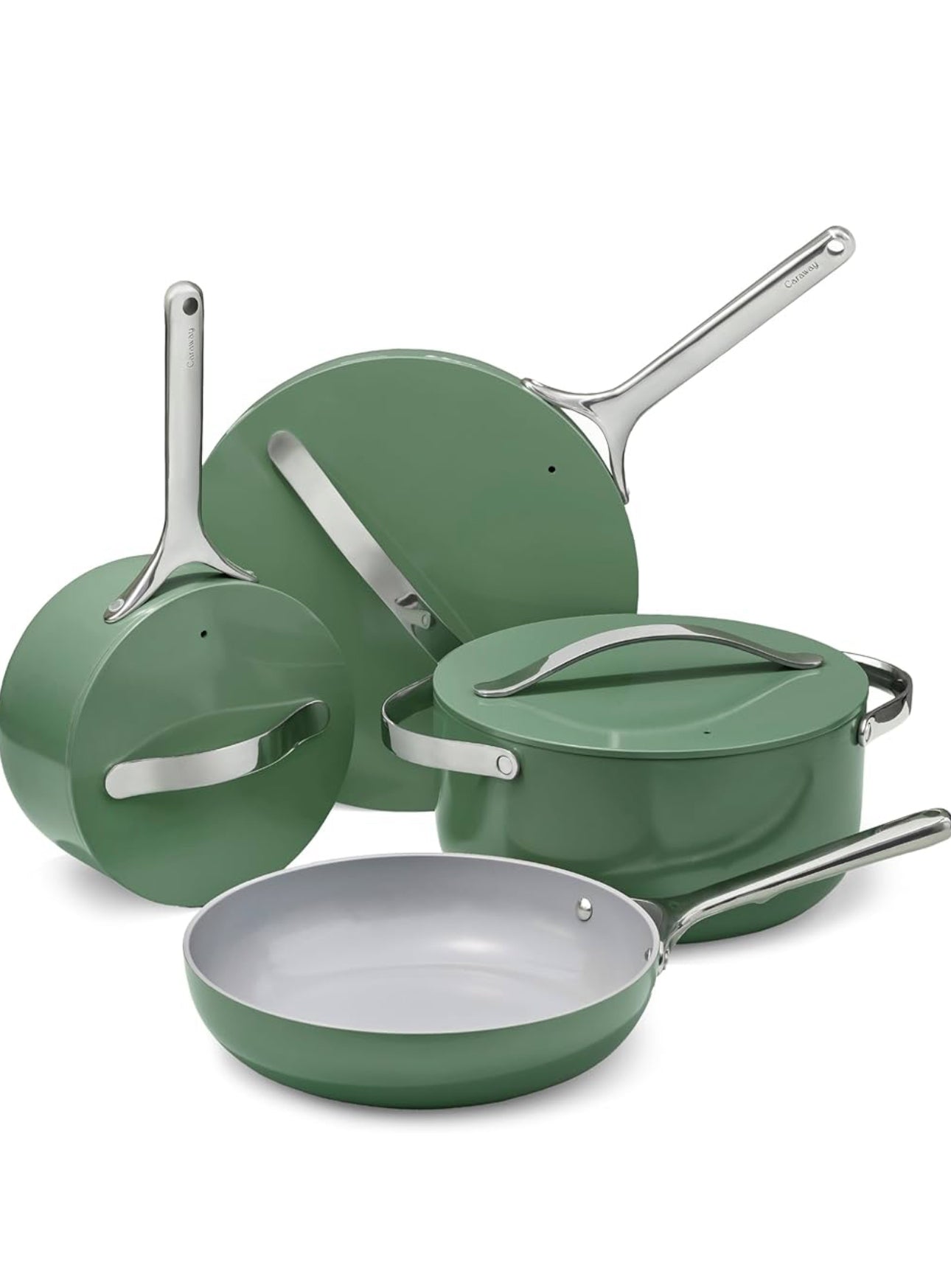 Caraway Non-stick Ceramic Cookware Set (12 Piece) Pots, Pans, Lids and Kitchen Storage - PFAS & PFOA Free - Oven Safe Pan Set & Compatible with All Stovetops - Perracotta