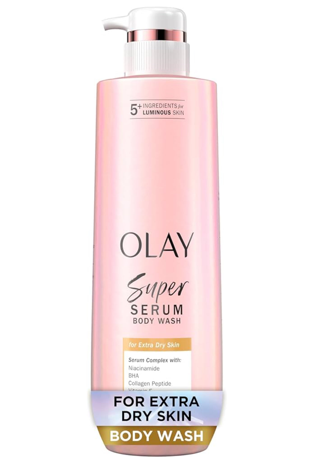 Olay Super Serum Body Wash, 24hr Long Lasting Hydration, 5+ Ingredient Serum Complex for Bright Even Firm Luminous Skin