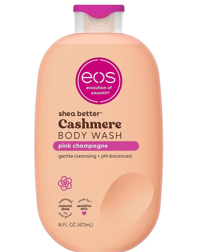 eos Cashmere Body Wash – Vanilla Cashmere, Moisturizing Body Wash, Creamy Gel Formula, with Shea Butter, Glycerin, Vitamin E, pH Balanced, Sensitive Skin, Vegan