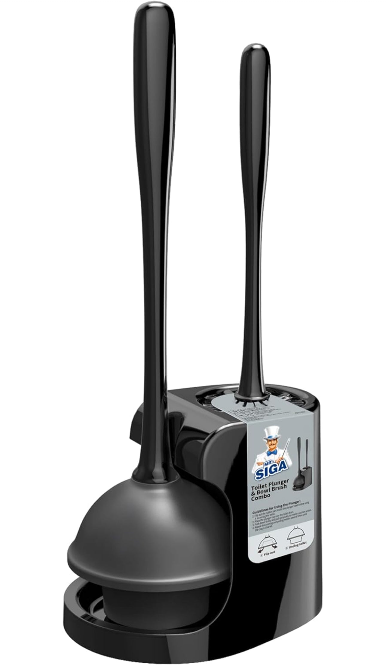 MR.SIGA Toilet Plunger and Bowl Brush Combo for Bathroom Cleaning