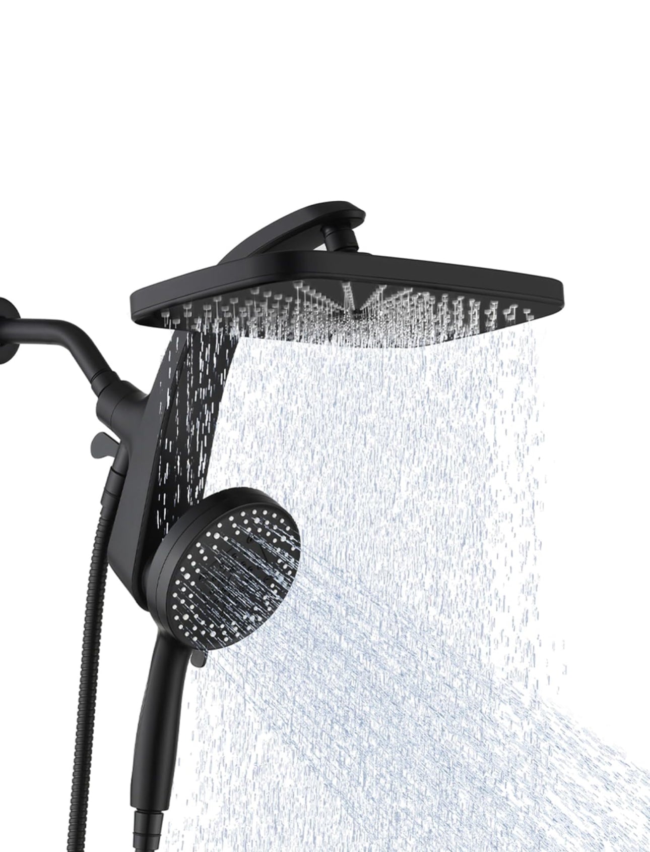High Pressure Rain Shower Head: Upgrade Shower Heads with Handheld Spray Combo with Fixed Showerhead and 10 Sprays Handheld Shower Head, Detachable Shower head Built-in Magnetic Docking and Power Jets