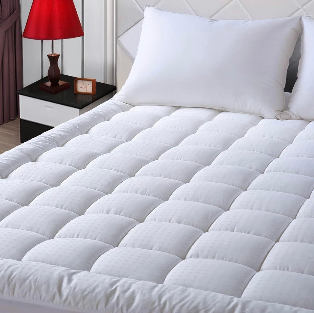 Mattress Pad Pillow Top Mattress Cover Quilted Fitted Mattress Protector Cotton Top Stretches up 8-21" Deep Pocket Cooling Mattress Topper