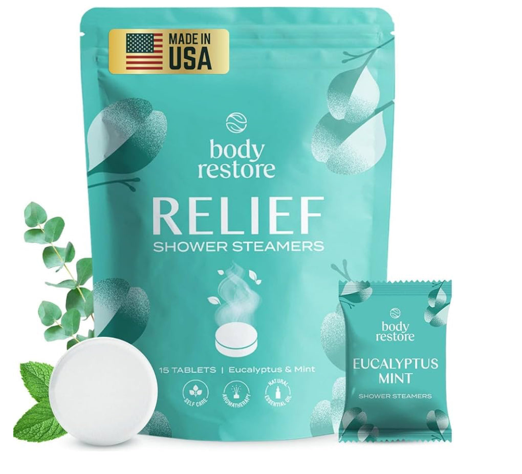 Body Restore Shower Steamers Aromatherapy 15 Pack – Valentines Day Gifts for Her and Him, Birthday Gifts for Women and Men, Relaxation, Stress Relief, Self Care – Eucalyptus