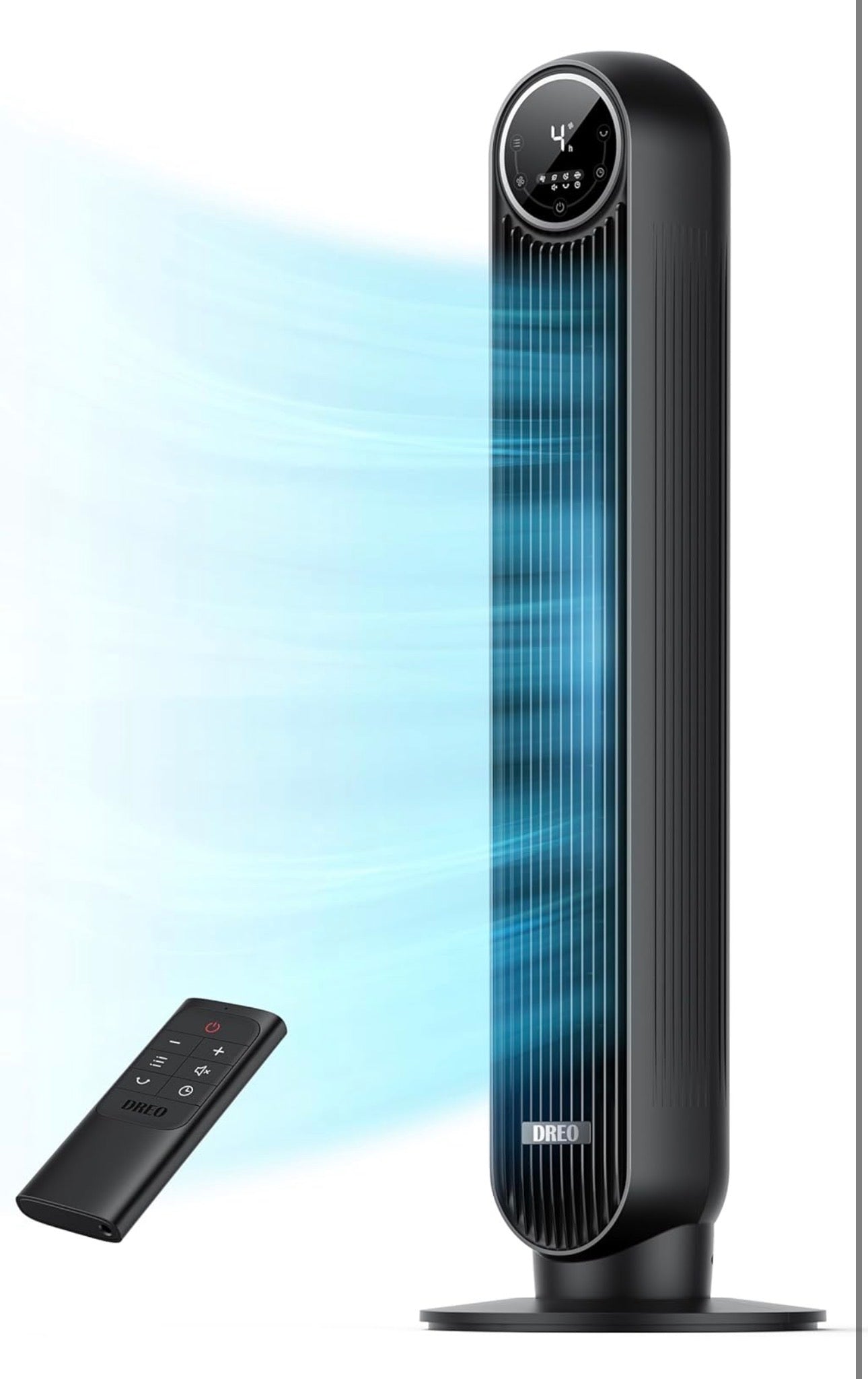 DREO Tower Fan for Bedroom, 2026 Upgraded DC Motor, 28ft/s High Velocity, 20dB Ultra Quiet Standing Fan, 8 Speeds 4 Modes, 90° Oscillating Bladeless Fan for Indoors, Floor Fans with Remote