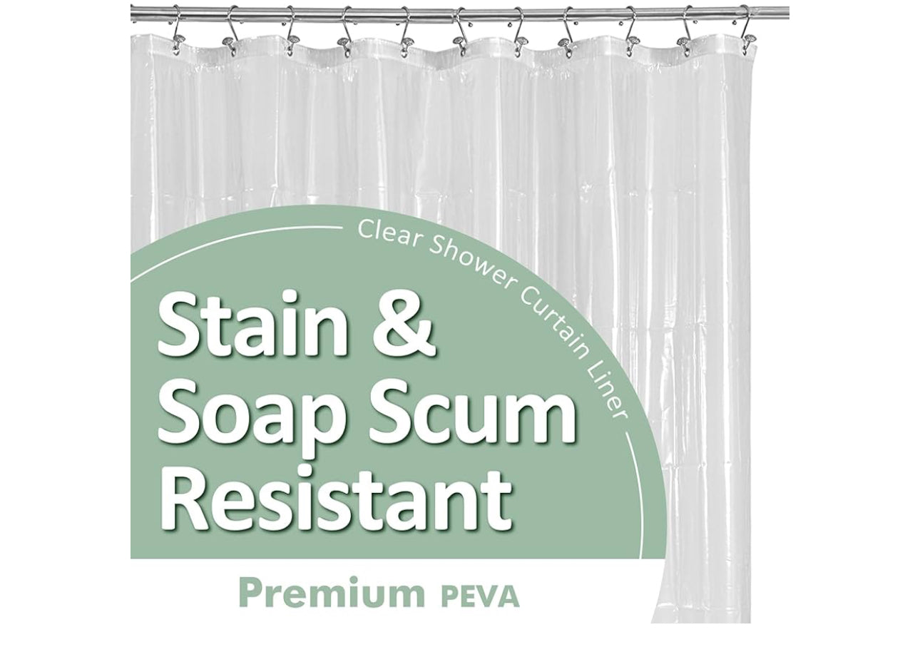 Barossa Design Plastic Shower Liner Clear - Premium PEVA Shower Curtain Liner with Rustproof Grommets and 3 Magnets, Waterproof Cute Lightweight Standard Size Bathroom Curtains - Clear 72"W x 72"L (Pack of 1)