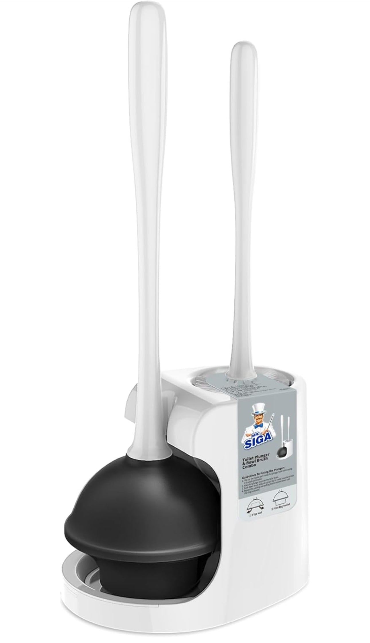 MR.SIGA Toilet Plunger and Bowl Brush Combo for Bathroom Cleaning