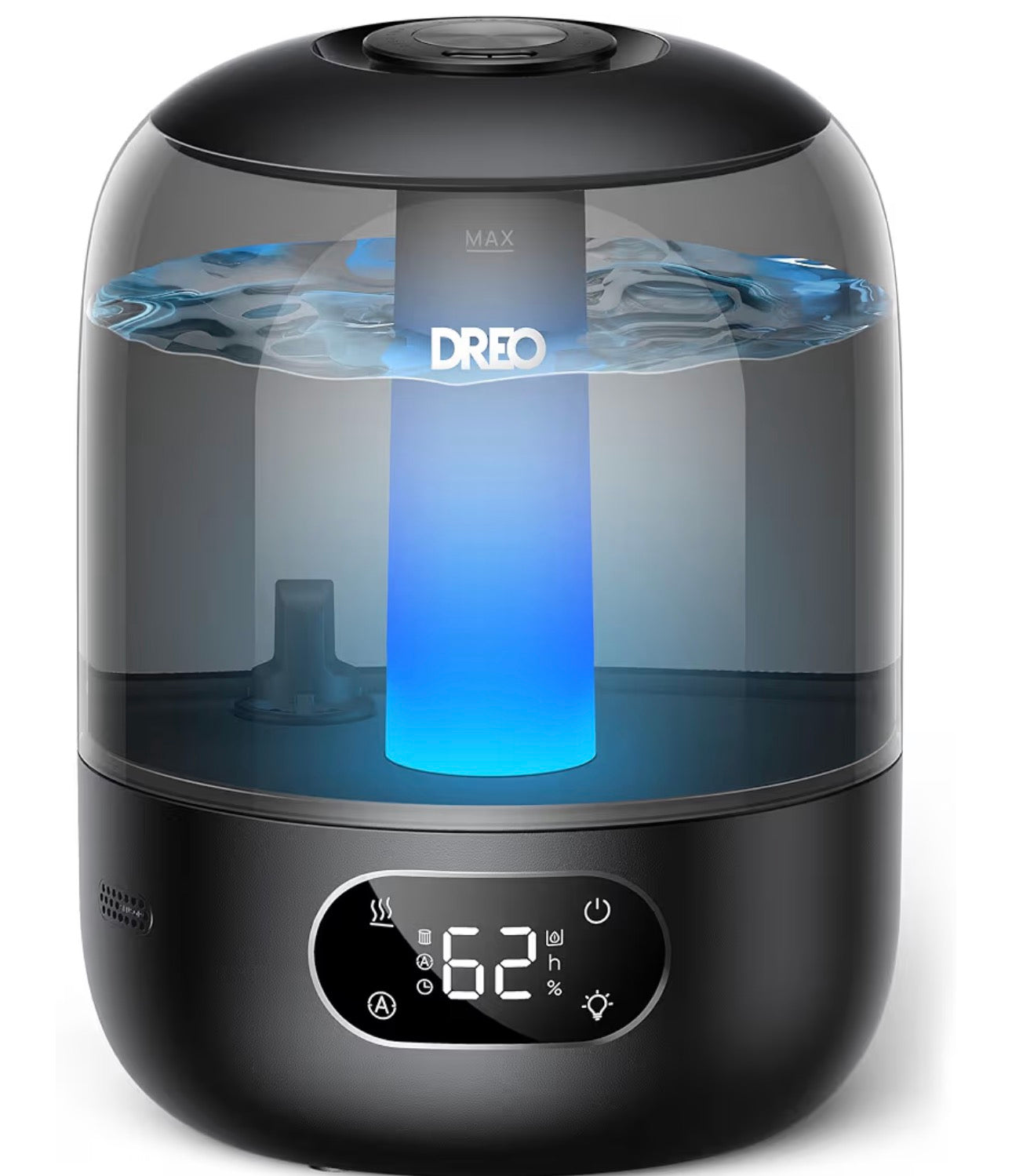 DREO Humidifiers for Bedroom, 3L Top Fill 30H & 26dB Quiet Runtime for Large Room, Cool Mist Ultrasonic Humidifier with Humidity Sensor, Night Light for Home, Baby, Nursery, Plants, New Edition