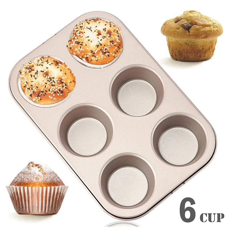 6 Cups Cupcake Pan Muffin Tray Non-Stick Baking Pan