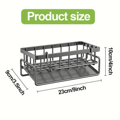 Sponge Holder for Kitchen Sink, Plastic Auto Draining Kitchen Sink Organizer, Sink Caddy with Removable Brush Holder