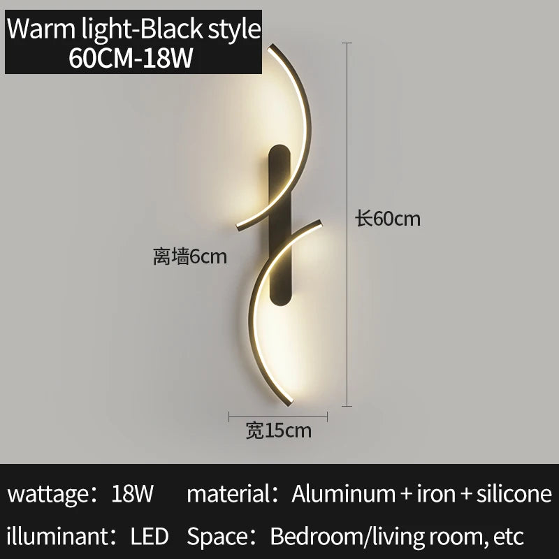 Modern Minimalist Wall Sconce Stylish Wall Lamp LED Sleek C Shape