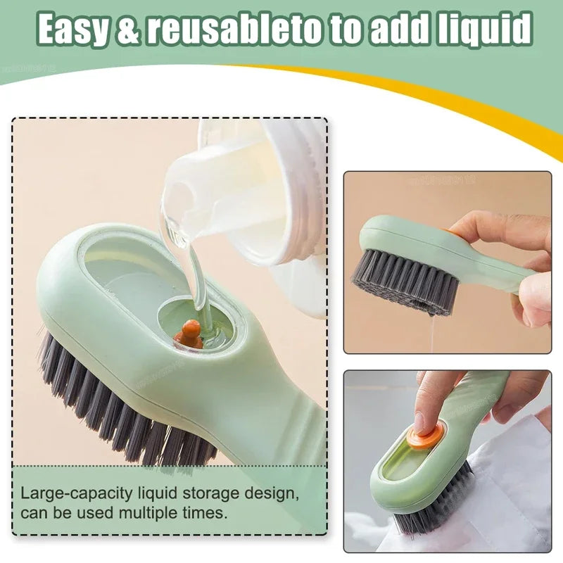 Shoes Brush Automatic Liquid Discharge Multifunction Press Out Shoes Cleaner
