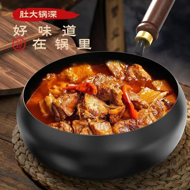 Hot selling iron pot, big belly pot, handmade forging small wok, mini small iron pot, uncoated and non stick household wok