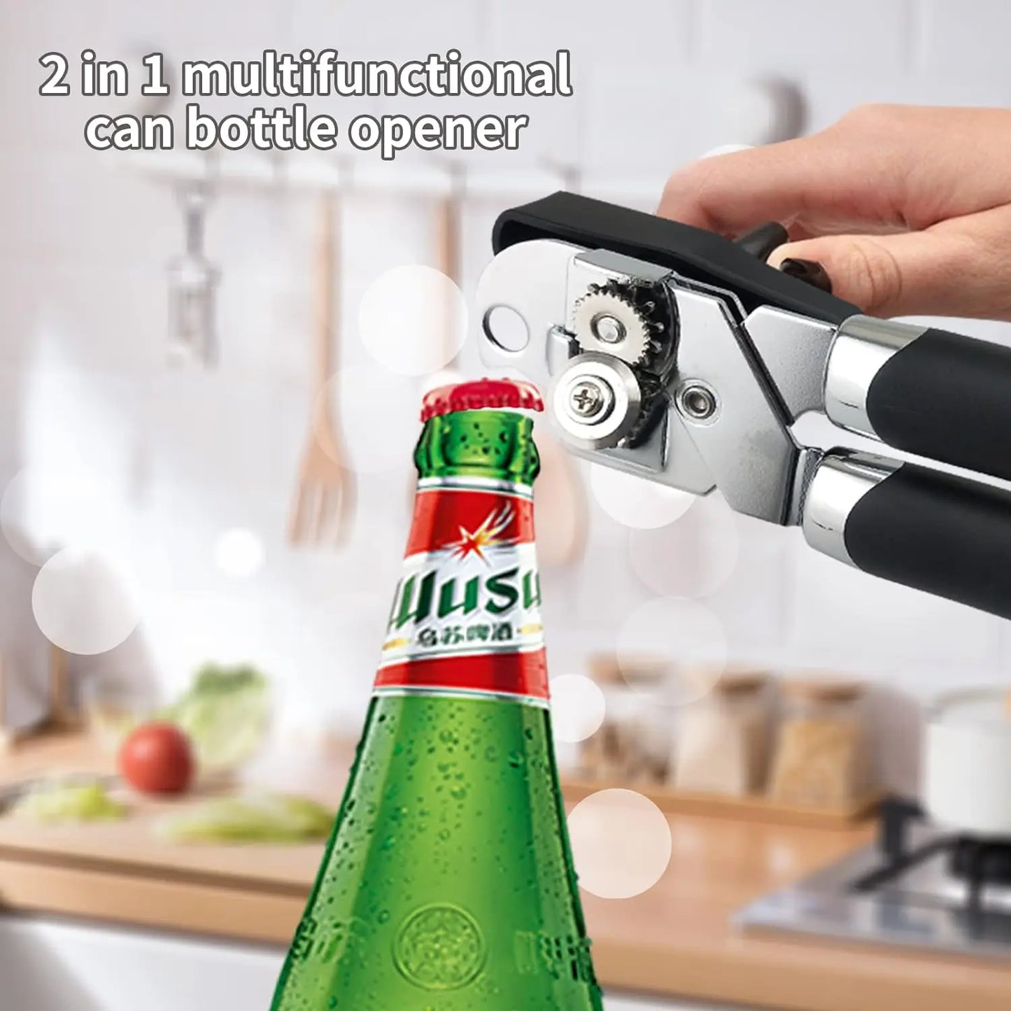 Can Opener Manual, Handheld Strong Heavy Duty Stainless Steel Can Opener