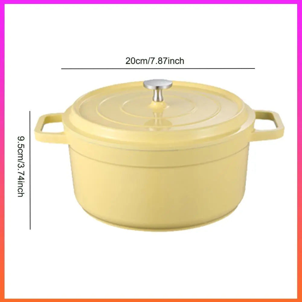Enameled Dutch Oven Pot with Lid Nonstick Heat Preservation Cookware Mini Cast Aluminum Pot Casserole Multifunctional Cookware