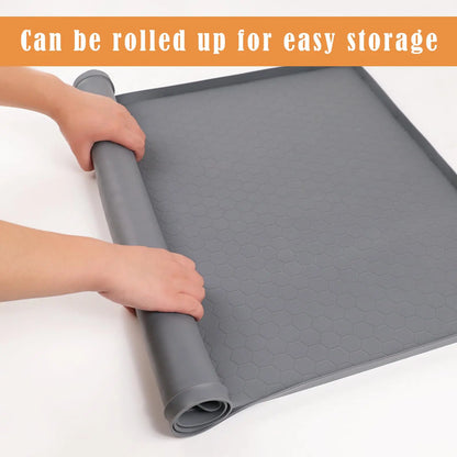 Under Sink Mat, 34"×22“ Silicone Bathroom Sink Mat, Under Sink Liner Drip Tray and Protectors for Bottom of kitchen Sink