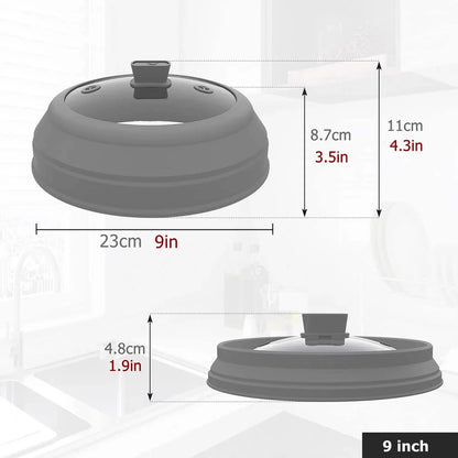 Microwave Splatter Cover Glass Microwave Cover for Food 10.5inch Foldable Microwave Plate Cover Silicone Splash Guard Food Cover