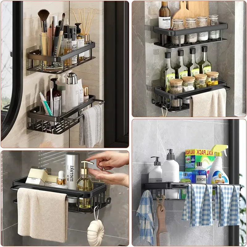 Wall mounted shower shampoo rack bathroom rack towel rack