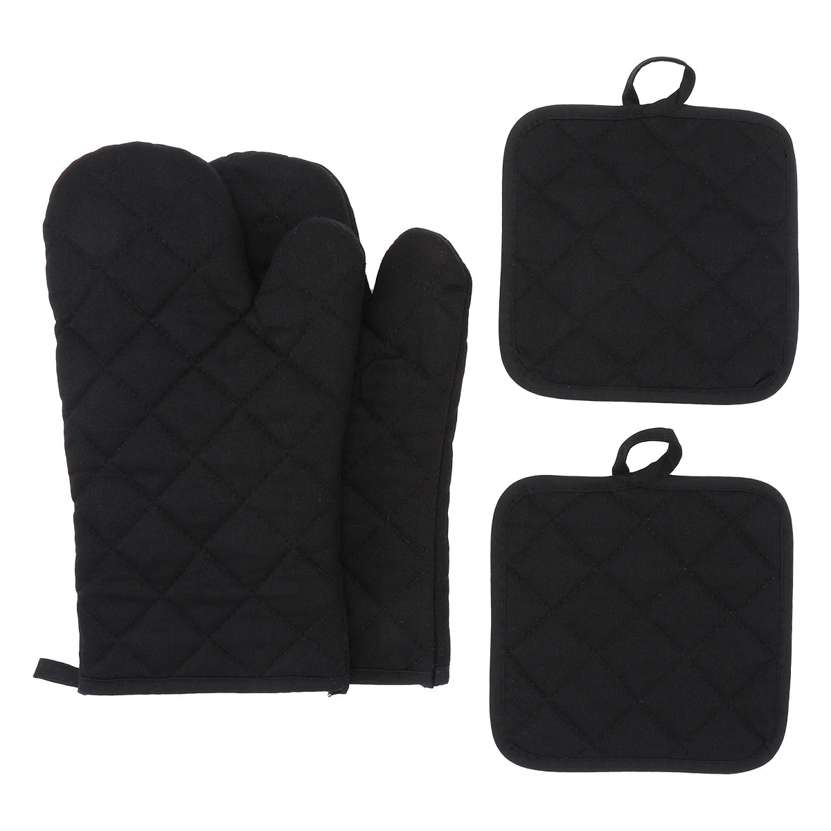 Oven glove four piece set, insulated, heat-resistant, microwave oven gloves, kitchen cooking insulated gloves, baking tools