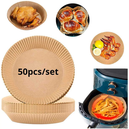 50pcs/set Disposable Air Fryer Parchment Oil and Water-proof Disposable Cooking Paper