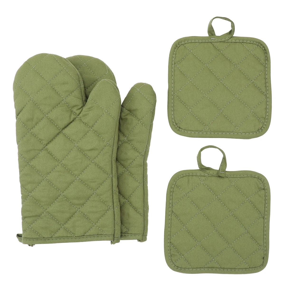 Oven glove four piece set, insulated, heat-resistant, microwave oven gloves, kitchen cooking insulated gloves, baking tools