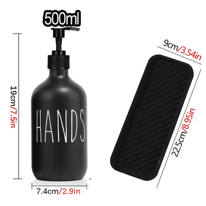 2Pcs 500ml Hand Dish Soap Dispenser Empty Pump Bottle, Kitchen Counter Decor Organization with Silicone OR Bamboo Try