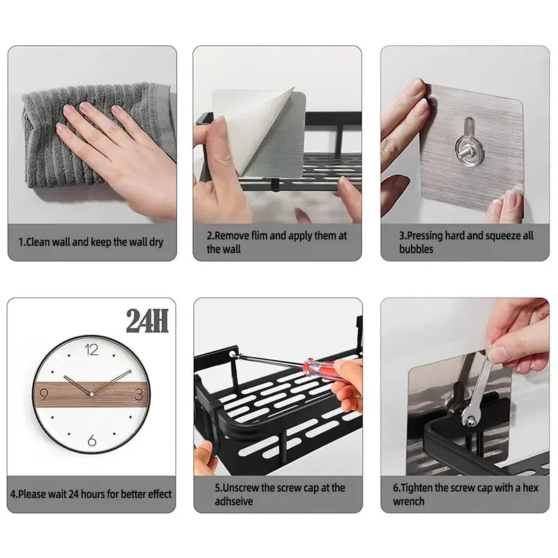 Wall mounted shower shampoo rack bathroom rack towel rack