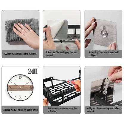 Wall mounted shower shampoo rack bathroom rack towel rack