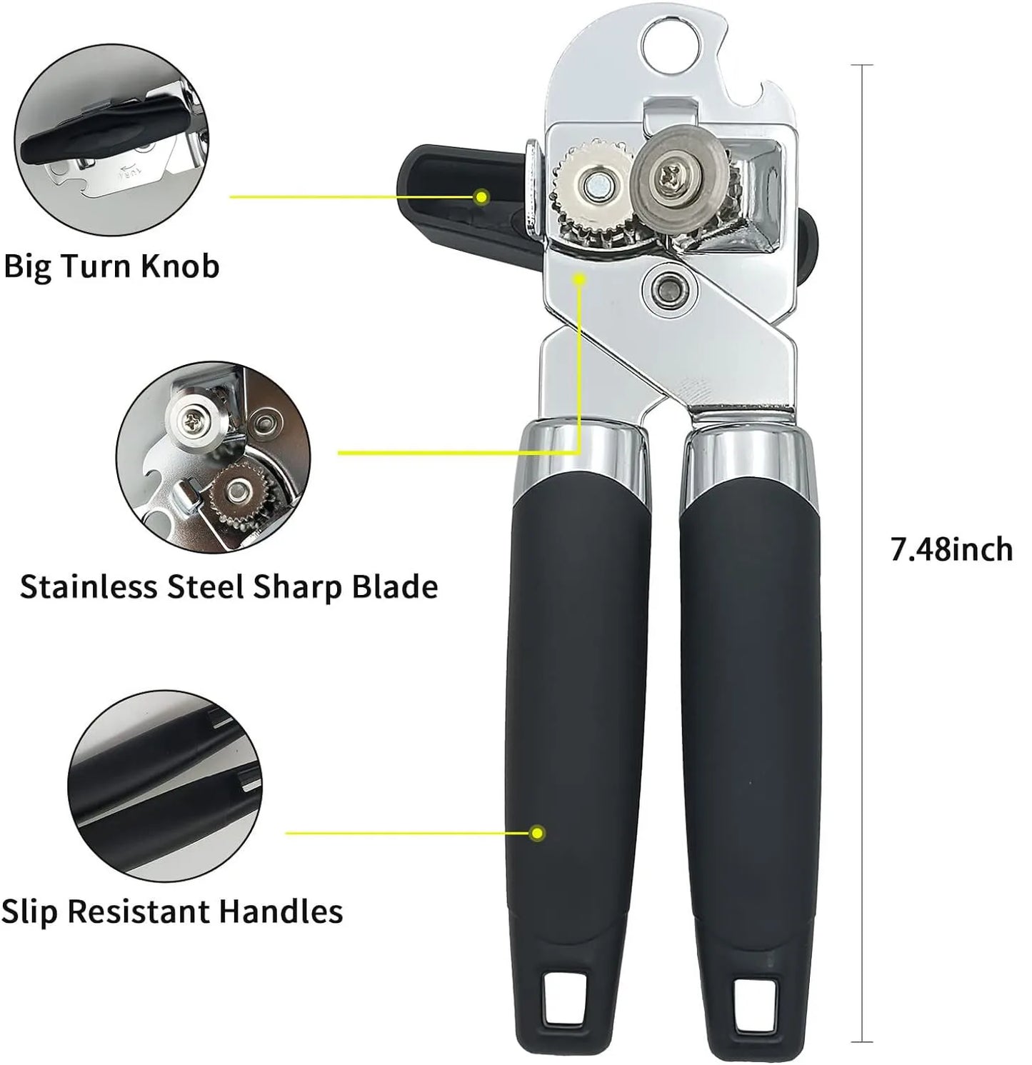 Can Opener Manual, Handheld Strong Heavy Duty Stainless Steel Can Opener