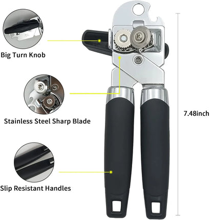 Can Opener Manual, Handheld Strong Heavy Duty Stainless Steel Can Opener