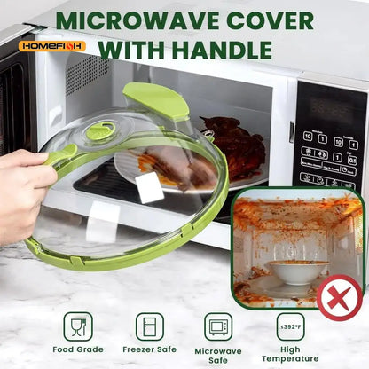 Microwave Food Cover Clear Microwave Splash Guard with Steamer and Handle
