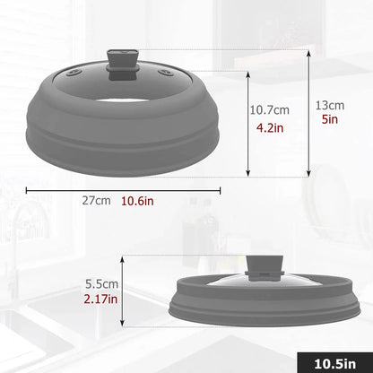 Microwave Splatter Cover Glass Microwave Cover for Food 10.5inch Foldable Microwave Plate Cover Silicone Splash Guard Food Cover