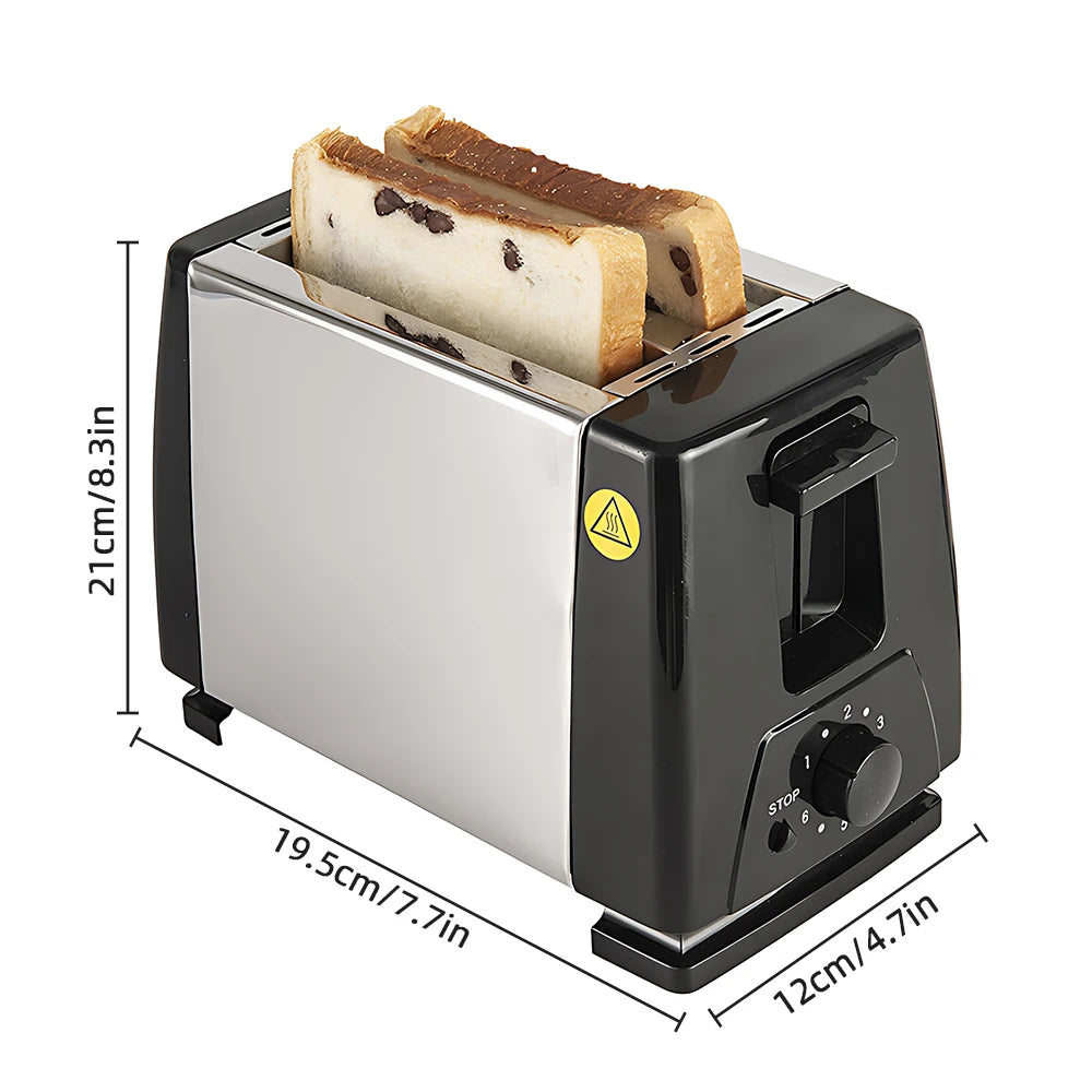 Toaster 2 Slice Wide Slot with 6 Preset Temperature and Timing Small Stainless Steel Bread Toaster with Manual Stop