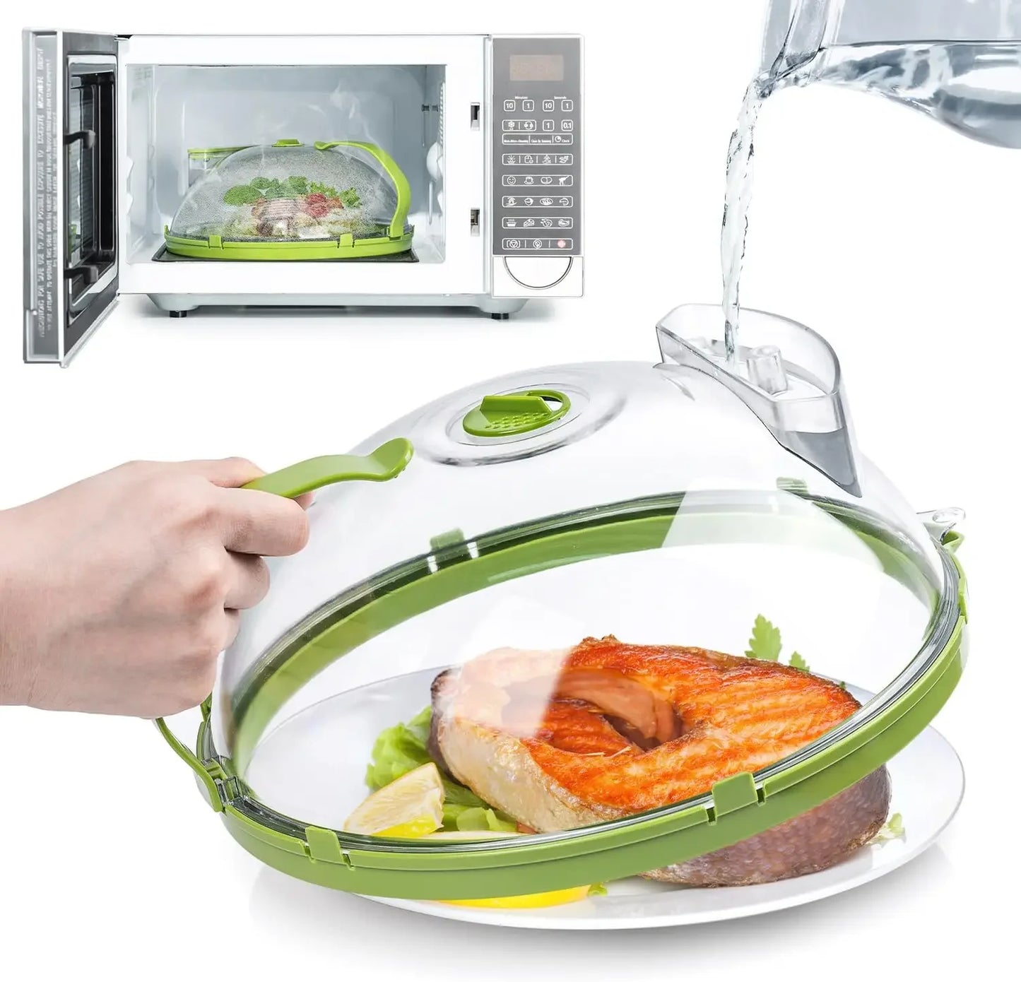 Microwave Food Cover Clear Microwave Splash Guard with Steamer and Handle