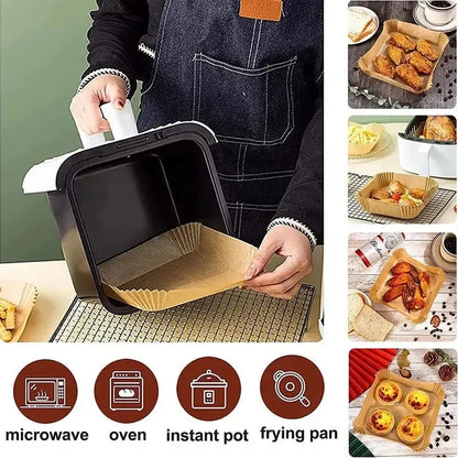 50pcs/set Disposable Air Fryer Parchment Oil and Water-proof Disposable Cooking Paper