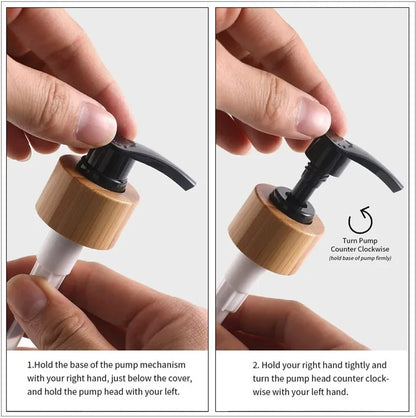 2Pcs 500ml Hand Dish Soap Dispenser Empty Pump Bottle, Kitchen Counter Decor Organization with Silicone OR Bamboo Try