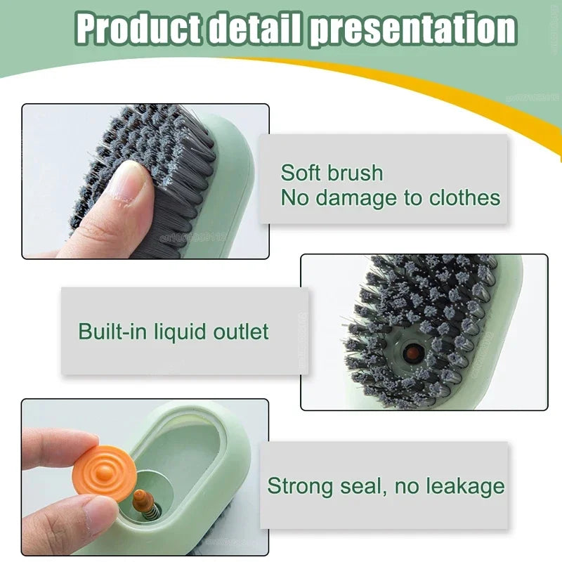 Shoes Brush Automatic Liquid Discharge Multifunction Press Out Shoes Cleaner