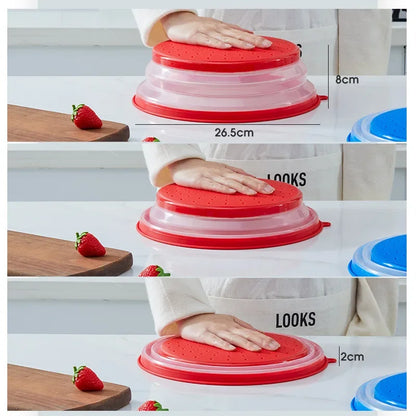 Microwave Splatter Cover Heating  Folding Cover Silicone Fresh-keeping Cover