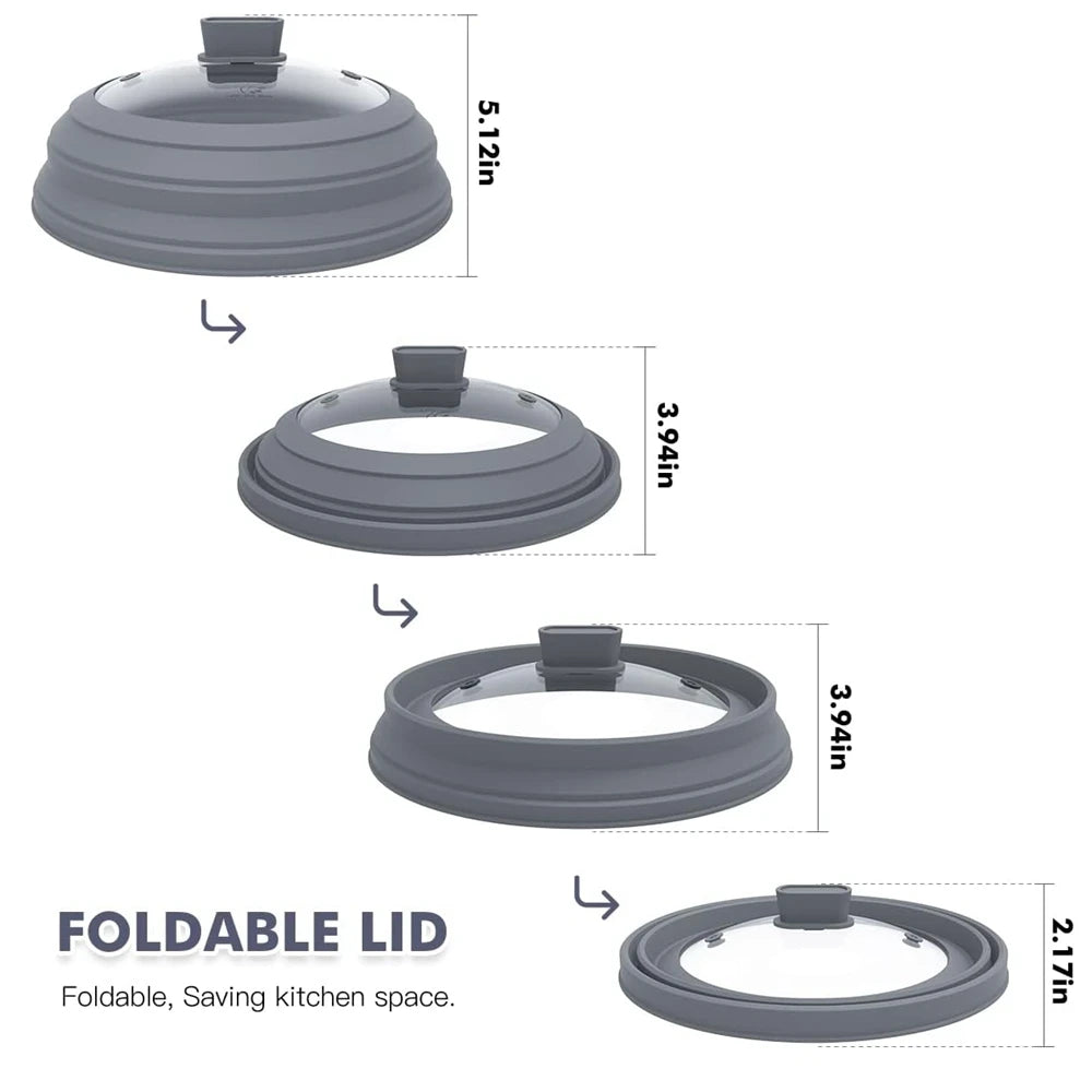 Microwave Splatter Cover Glass Microwave Cover for Food 10.5inch Foldable Microwave Plate Cover Silicone Splash Guard Food Cover