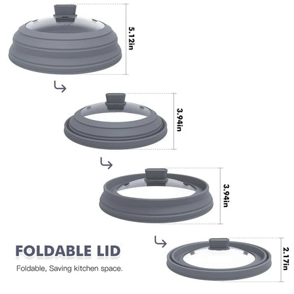 Microwave Splatter Cover Glass Microwave Cover for Food 10.5inch Foldable Microwave Plate Cover Silicone Splash Guard Food Cover