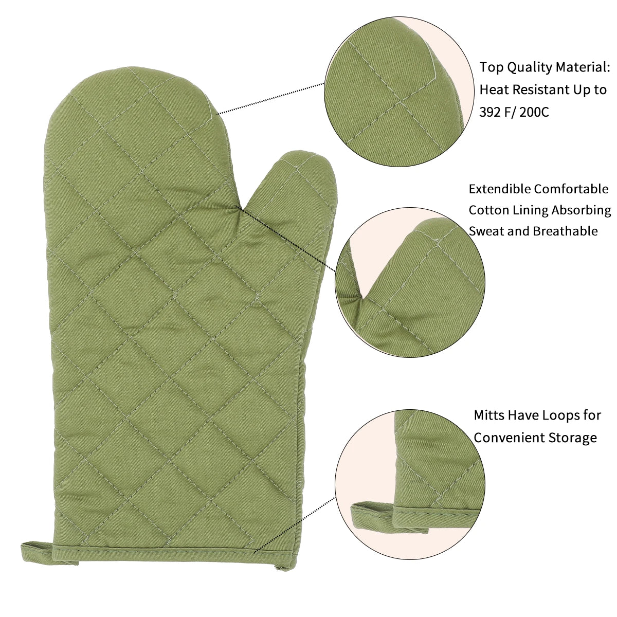 Oven glove four piece set, insulated, heat-resistant, microwave oven gloves, kitchen cooking insulated gloves, baking tools