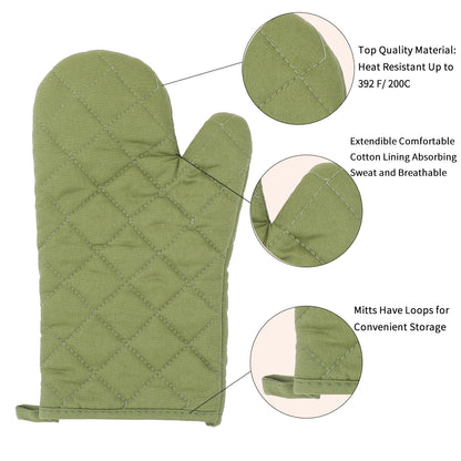 Oven glove four piece set, insulated, heat-resistant, microwave oven gloves, kitchen cooking insulated gloves, baking tools